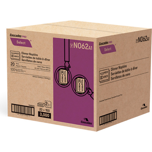 Pro Select&reg; 1/8 Fold Dinner Napkin, 2 Ply, 15" x 16" FMT Sales Ltd