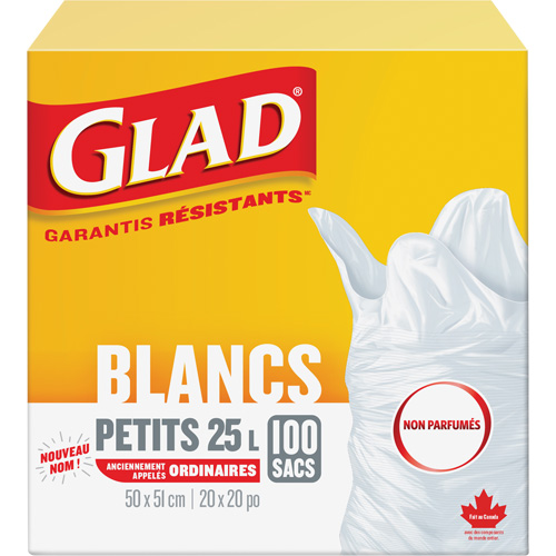 Small 25L Unscented Garbage Bags, Regular, 20" W x 20" L, White FMT Sales Ltd
