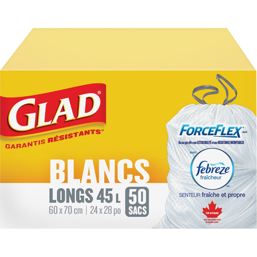 Tall 45L Febreze Garbage Bags, Regular, 24" W x 28" L, White FMT Sales Ltd