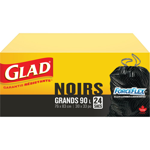 Sacs &agrave; ordures 90 L, R&eacute;gulier, 30" la x 33" lo, Noir FMT Sales Ltd