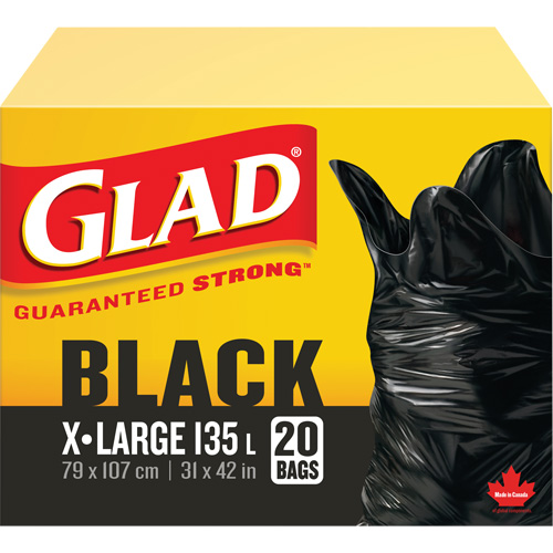 135L Garbage Bags, Regular, 31" W x 42" L, Black FMT Sales Ltd