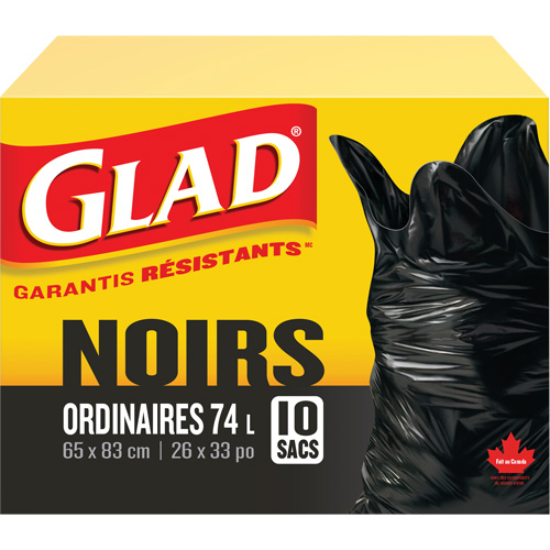 Sacs &agrave; ordures 74 L, R&eacute;gulier, 26" la x 33" lo, Noir FMT Sales Ltd