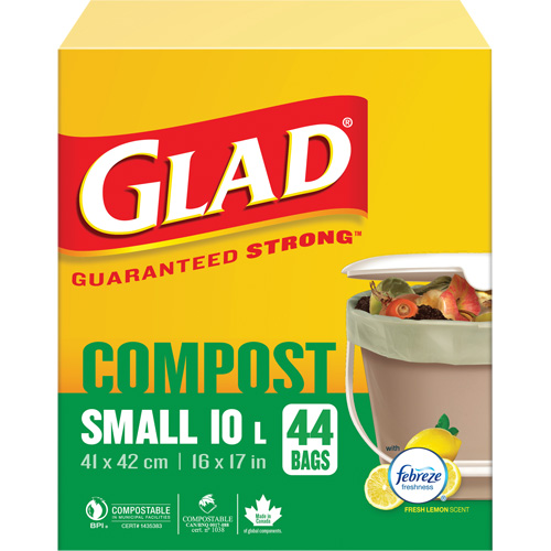 Small Compostable Bags, Regular, 17" L x 16" W, Brown, 10 L (3 Gal.) Capacity FMT Sales Ltd