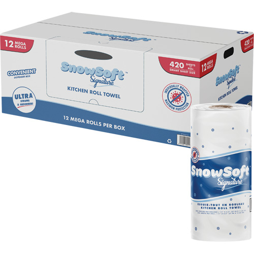 Rouleau dessuie-tout de cuisine Signature de Snow Soft, 2 Pli, 420 Feuilles/rouleau, 4,5" la, 11" lo FMT Sales Ltd