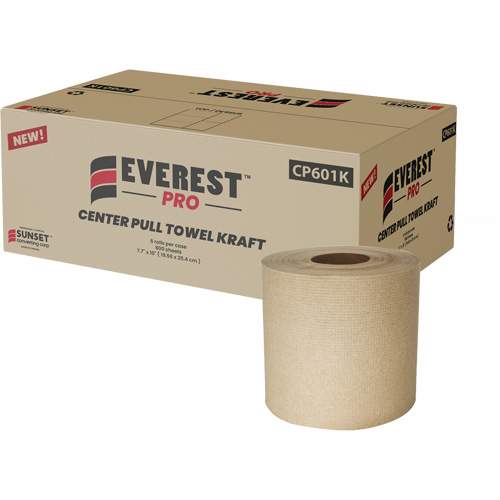 Essuie-mains en papier kraft, 1 pli, D&eacute;rouler par le centre FMT Sales Ltd