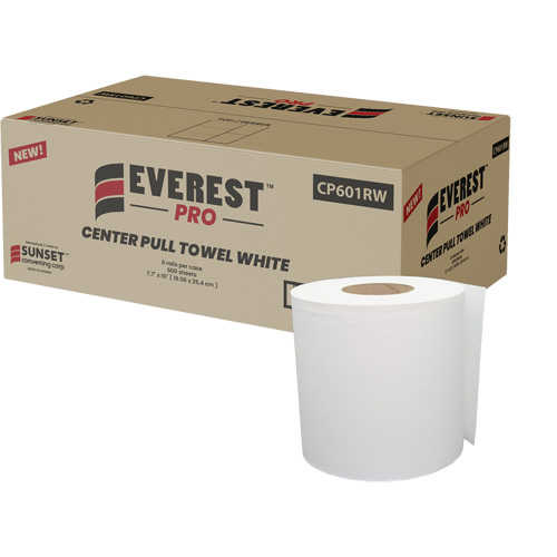 Essuie-mains en papier blanc, 1 pli, D&eacute;rouler par le centre FMT Sales Ltd
