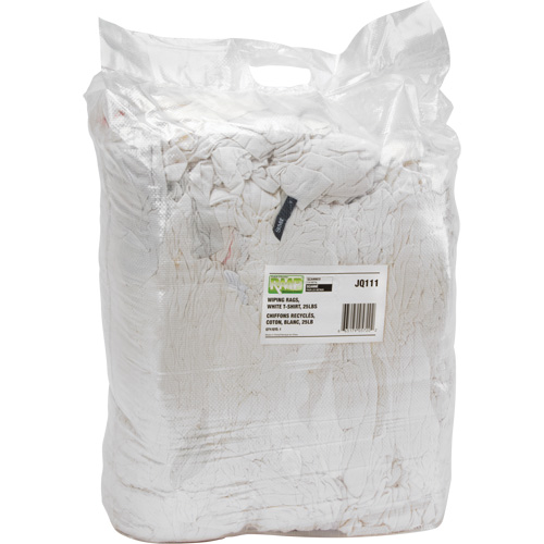 Recycled Material Wiping Rags, Cotton, White, 25 lbs. FMT Sales Ltd