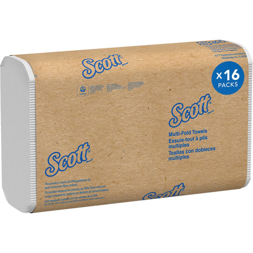 Essuie-tout &agrave; plis multiples en fibres recycl&eacute;es &agrave; 100 % Scott, 1 pli, 9-2/5" lo x 9-1/5" la, 250 /pqt FMT Sales Ltd