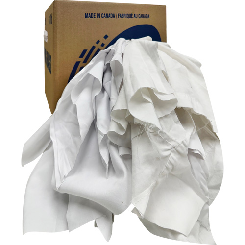 Recycled Wiping Rags, Cotton, White, 10 lbs. FMT Sales Ltd