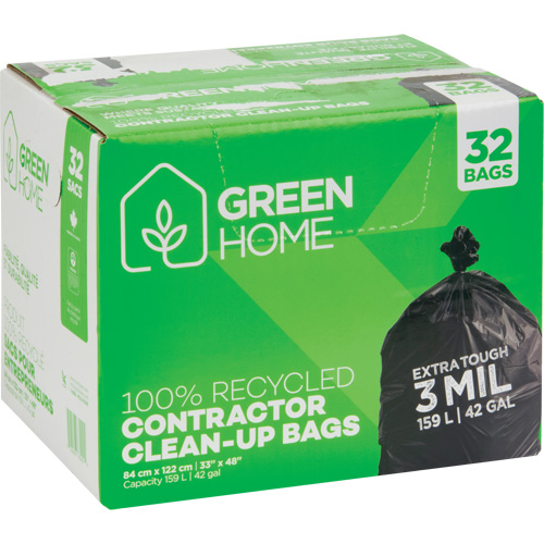 Sacs &agrave; ordures Green Home, Fort, 33" la x 48" lo, 3 mils, Noir, Capacit&eacute; 159 L (42 gal.) FMT Sales Ltd