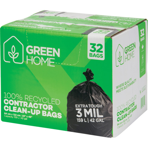 Sacs &agrave; ordures Green Home, Fort, 33" la x 48" lo, 3 mils, Noir, Capacit&eacute; 159 L (42 gal.) FMT Sales Ltd
