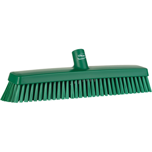Push Broom Head, Fine/Stiff Bristles, 16-1/2", Polyester/Polypropylene, Green FMT Sales Ltd