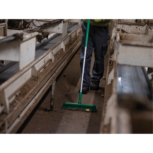 Push Broom Head, Fine/Stiff Bristles, 16-1/2", Polyester/Polypropylene, Green FMT Sales Ltd
