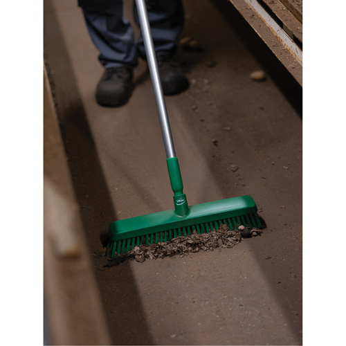 Push Broom Head, Fine/Stiff Bristles, 16-1/2", Polyester/Polypropylene, Green FMT Sales Ltd