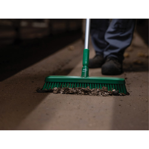 Push Broom Head, Fine/Stiff Bristles, 16-1/2", Polyester/Polypropylene, Green FMT Sales Ltd