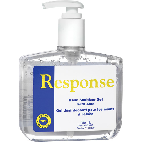 Gel d&eacute;sinfectant pour les mains &agrave; l'alo&egrave;s Response, 250 ml, Bouteille &agrave; pompe, 70 % alcool FMT Sales Ltd