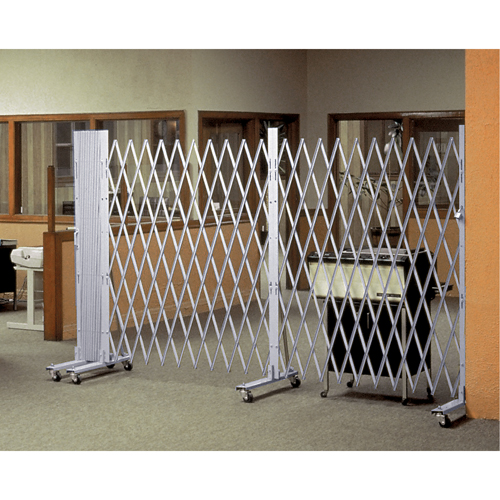Portable Expanding Gates, Interlocking, 144" L x 73.5" H, Silver FMT Sales Ltd