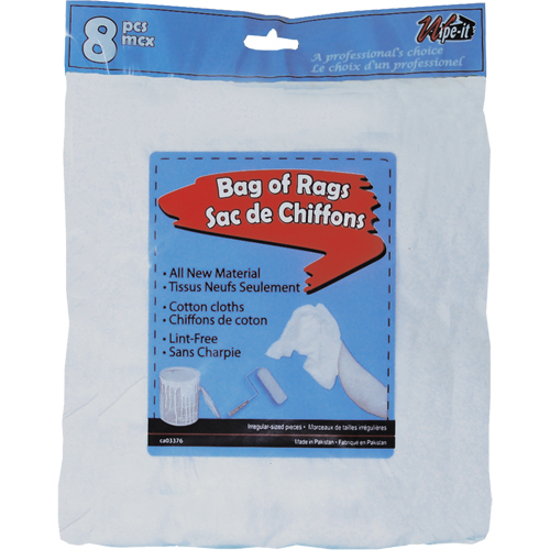 Chiffons de nettoyage, Coton, Blanc, 1 lb FMT Sales Ltd