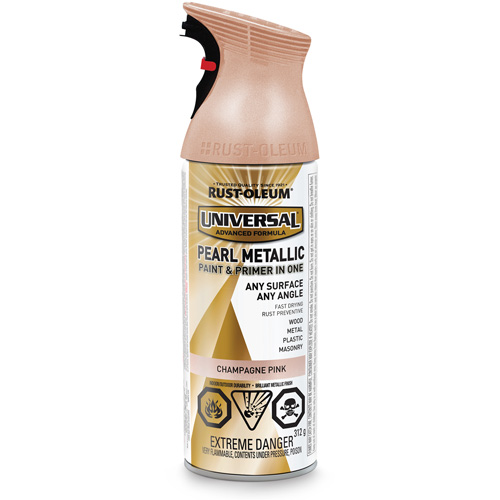 Couche de fond et rev&ecirc;tement perl&eacute; &agrave; vaporiser Universal, Rose champagne, M&eacute;tallique, Canette a&eacute;rosol FMT Sales Ltd