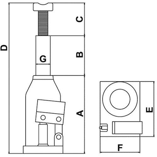 Cric-bouteille, 5 tonnes, 13-2/5' Hauteur &eacute;lev&eacute;e FMT Sales Ltd