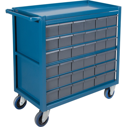 Drawer Shelf Cart, 1200 lbs. Capacity, Steel, 18" x W, 35" x H, 36" D, Rubber Wheels, All-Welded, 36 Drawers FMT Sales Ltd