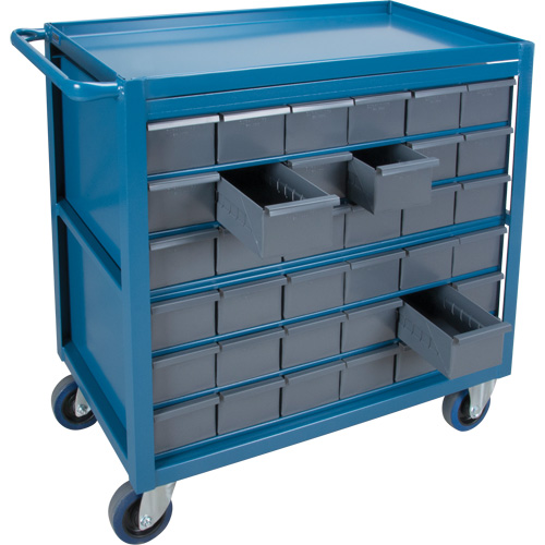 Drawer Shelf Cart, 1200 lbs. Capacity, Steel, 18" x W, 35" x H, 36" D, Rubber Wheels, All-Welded, 36 Drawers FMT Sales Ltd