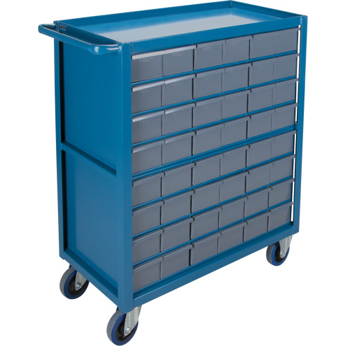 Drawer Shelf Cart, 1200 lbs. Capacity, Steel, 18" x W, 35" x H, 36" D, Rubber Wheels, All-Welded, 48 Drawers FMT Sales Ltd