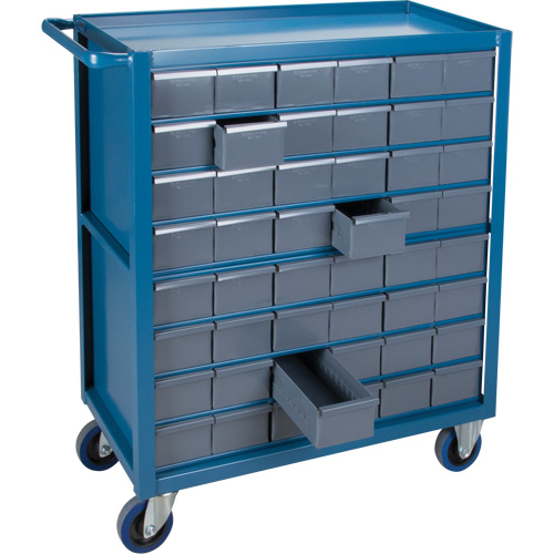 Drawer Shelf Cart, 1200 lbs. Capacity, Steel, 18" x W, 35" x H, 36" D, Rubber Wheels, All-Welded, 48 Drawers FMT Sales Ltd