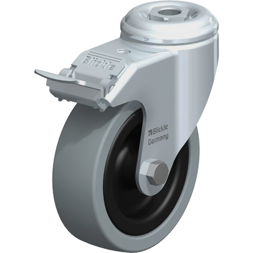 Roulette pour usage l&eacute;ger, Pivotant avec frein, 4" (101,6 mm), Caoutchouc plein, 242 lb (110 kg) FMT Sales Ltd