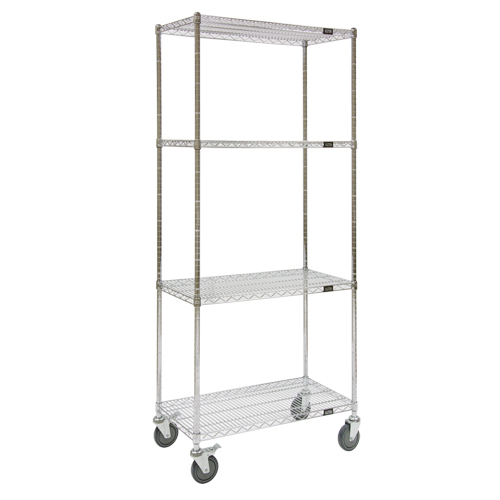 Wire Shelf Cart, Chrome Plated, 36" x 80" x 18", 800 lbs. Capacity FMT Sales Ltd