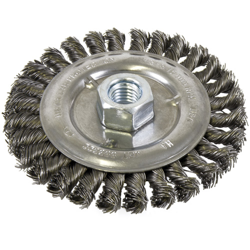 Standard Face Knot Wire Wheel Threaded, 5" Dia., 0.022" Fill, 5/8"-11 Arbor, Steel FMT Sales Ltd