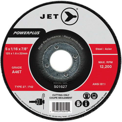 Meule &agrave; tronçonner PowerPLus A46T, 5" x 1/16", Arbre de 7/8", Type 27, 12 200 Tr/min FMT Sales Ltd