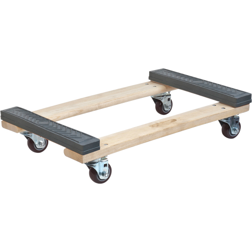 Rubber Ends Hardwood Dolly, Wood Frame, 18" W x 24" D x 7" H, 900 lbs. Capacity FMT Sales Ltd