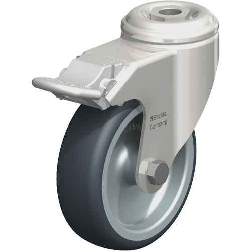 Roulette en &eacute;lastom&egrave;re thermoplastique acier inoxydable, Pivotant avec frein, Diam&egrave;tre 4" (102 mm), Capacit&eacute; 240 lb (108 kg) FMT Sales Ltd