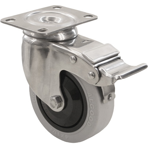 Roulette 2309 avec 2 freins, Pivotant avec frein, 5" (127 mm), Gris Envirothane, 350 lb (158,8 kg) FMT Sales Ltd