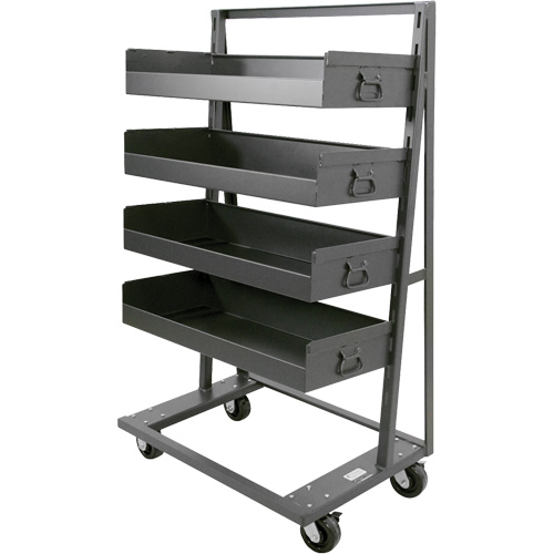 Single-Sided Heavy Duty A-Frame Cart with 4 Large Lipped Trays, 38" x 25" x 63", 2500 lbs. Capacity FMT Sales Ltd