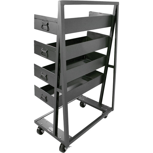 Single-Sided Heavy Duty A-Frame Cart with 4 Large Lipped Trays, 38" x 25" x 63", 2500 lbs. Capacity FMT Sales Ltd