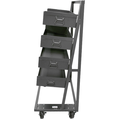 Single-Sided Heavy Duty A-Frame Cart with 4 Large Lipped Trays, 38" x 25" x 63", 2500 lbs. Capacity FMT Sales Ltd