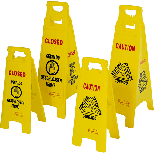 Wet Floor Safety Signs, Quadrilingual with Pictogram FMT Sales Ltd