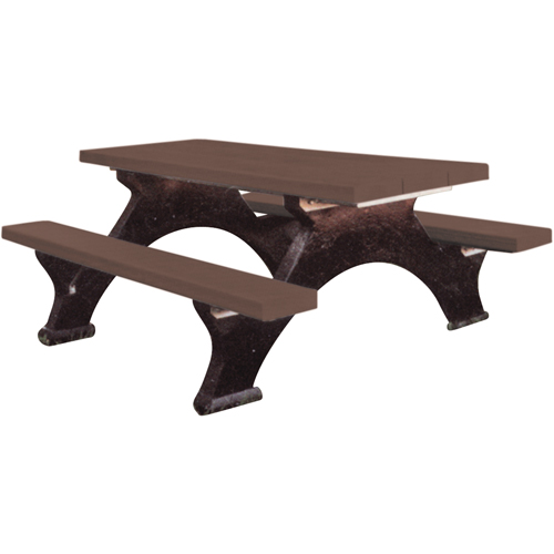 Recycled Plastic Picnic Tables, 8' L x 62-1/4" W, Brown FMT Sales Ltd