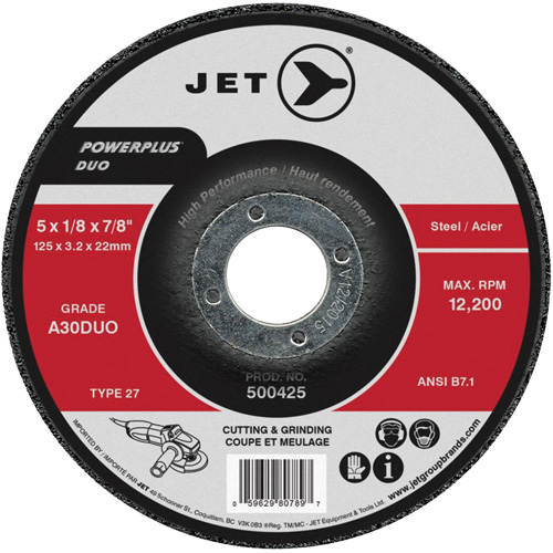 Meule A30DUO POWERPLUS DUO, 6" x 1/8", Arbre 7/8", Type 27 FMT Sales Ltd