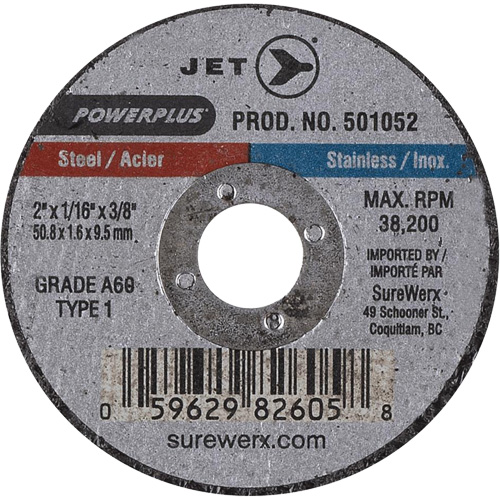 Meule &agrave; tronçonner POWERPLUS, 2" x 1/16", Arbre de 3/8", Type 1, 38 200 Tr/min FMT Sales Ltd