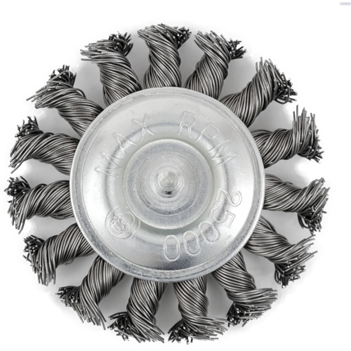 Brosse radiale &agrave; fils nou&eacute;s torsad&eacute;s mont&eacute; sur mandrin EKR275-20, 3", Fils ,02", Tige 1/4" FMT Sales Ltd