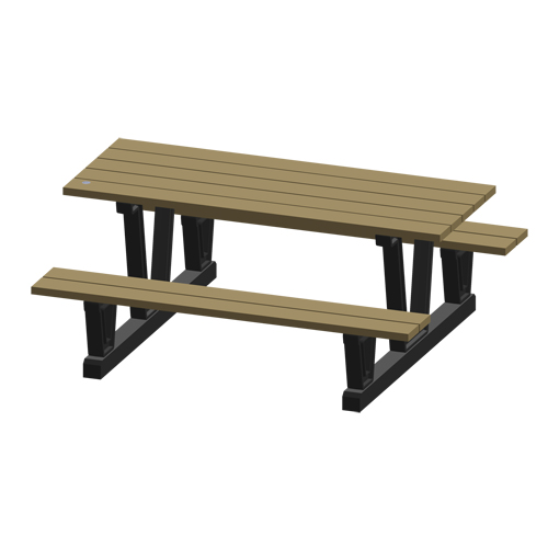 Recycled Plastic Outdoor Picnic Tables, 72" L x 60-5/16" W, Sand FMT Sales Ltd