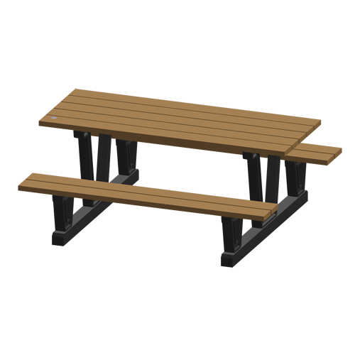 Recycled Plastic Outdoor Picnic Tables, 72" L x 60-5/16" W, Redwood FMT Sales Ltd