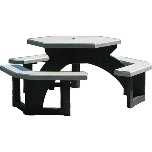 Tables de pique-nique hexagonales en plastique recycl&eacute;, 78" lo x 78" la, Gris FMT Sales Ltd