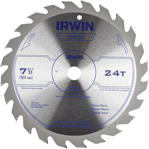 Lame de scie circulaire de s&eacute;rie classique, 7-1/4", 24 dents, Pour Bois FMT Sales Ltd