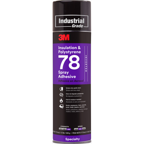 Polystyrene Foam Insulation 78 Spray Adhesive, 24 oz., Aerosol Can, Clear FMT Sales Ltd