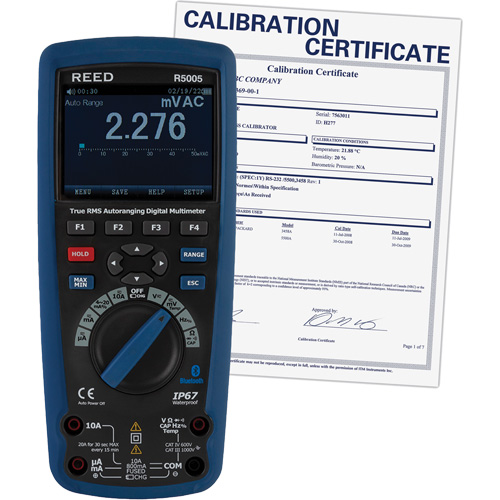 Multim&egrave;tre industriel num&eacute;rique v. e. v. avec certificat de calibration, Tension c.a./c.c., Courant c.a./c.c. FMT Sales Ltd
