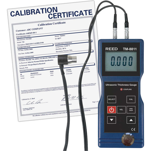 Jauge d'&eacute;paisseur avec certificat de calibration, Affichage Num&eacute;rique, Ultrason, gamme de 0,05" to 7,9" (1,5 mm to 200 mm) FMT Sales Ltd